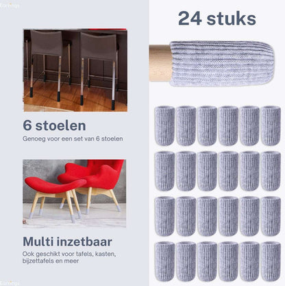 Stoelpoot Beschermers Vloerbeschermer Ø25-50 mm sokken - 24 stuks - grijs - Earkings