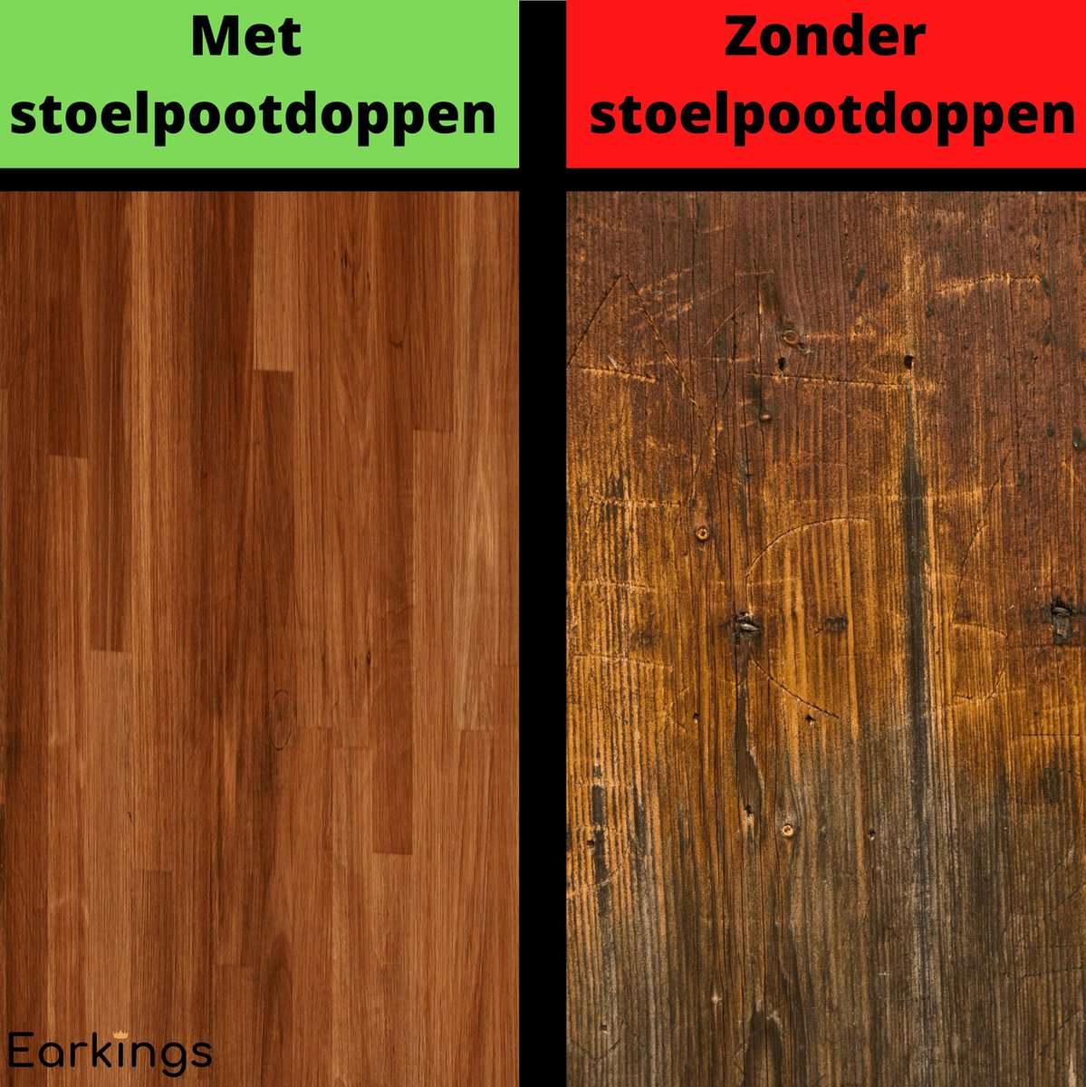 Stoelpoot Beschermers Vloerbeschermer - 24 stuks  - Vierkante voor poten groter dan 35x35mm - Earkings