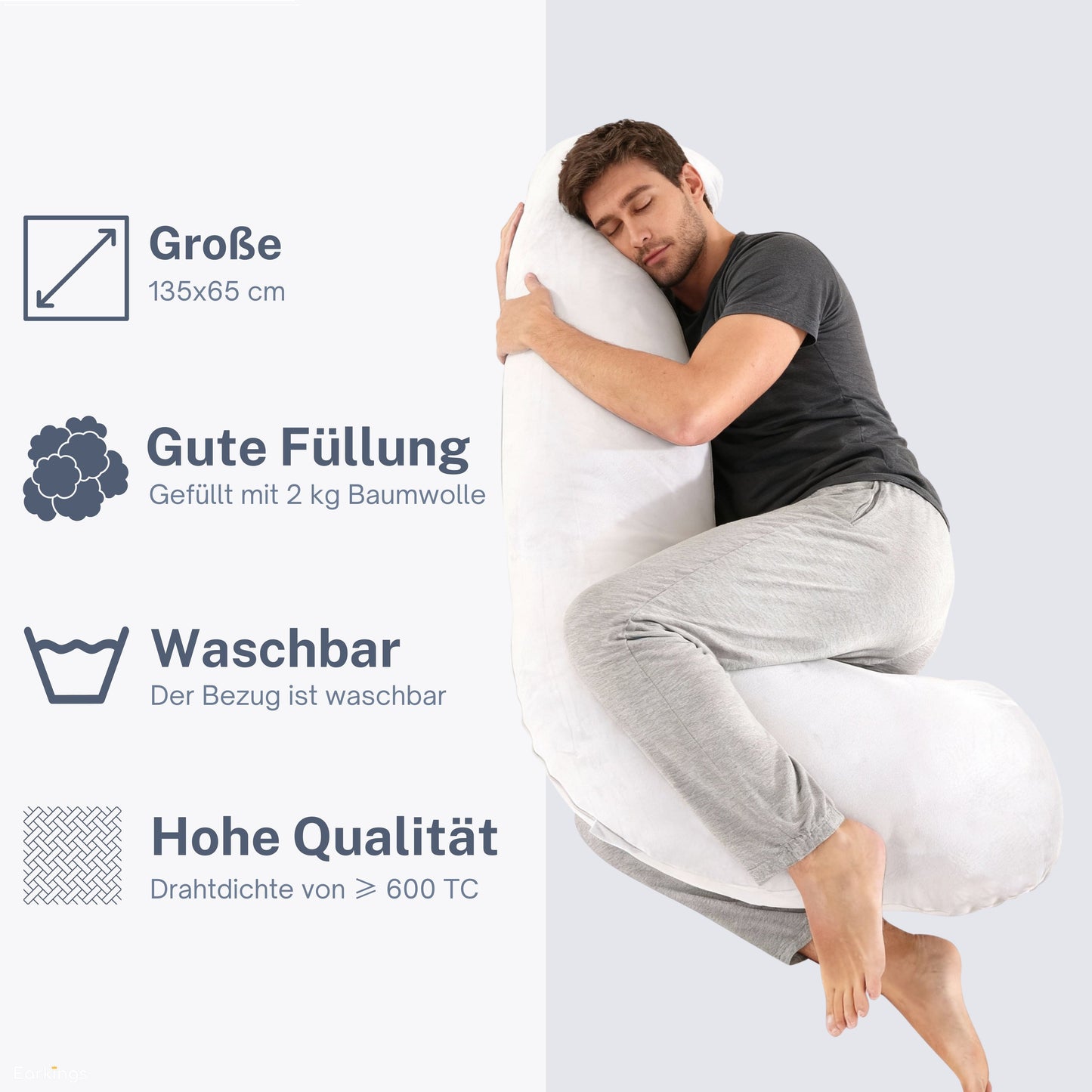 Schwangerschaftskissen Seitenschlafkissen 140x80cm