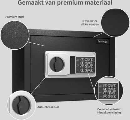 Elektronische Kluis 25x35x25 cm met Cijferslot - Earkings