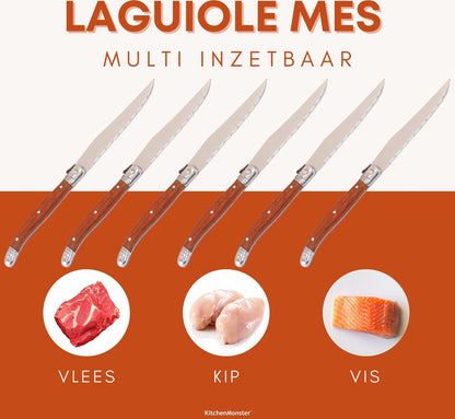 KitchenMonster® Steakmessen set van 6 - Earkings