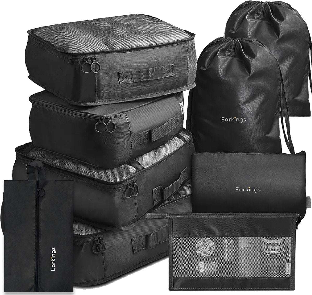 Packing Cubes Koffer Organizer Set - 9-Delige - zwart - Earkings