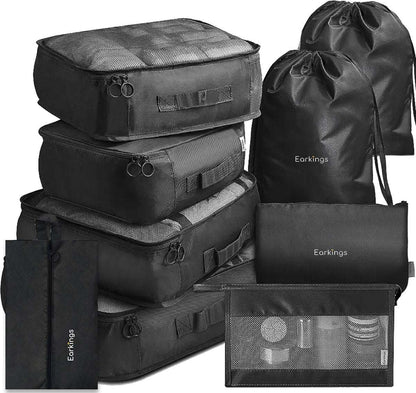 Packing Cubes Koffer Organizer Set - 9-Delige - zwart - Earkings