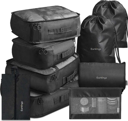 Packing Cubes Koffer Organizer Set - 9-Delige - zwart - Earkings