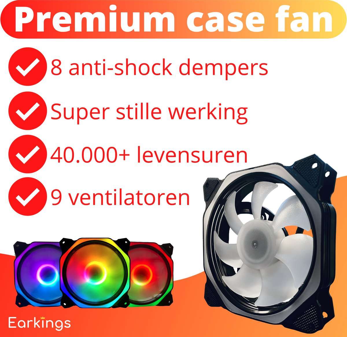 RGB Fan PC fan Set van 4 - 120mm 6-pin - Earkings