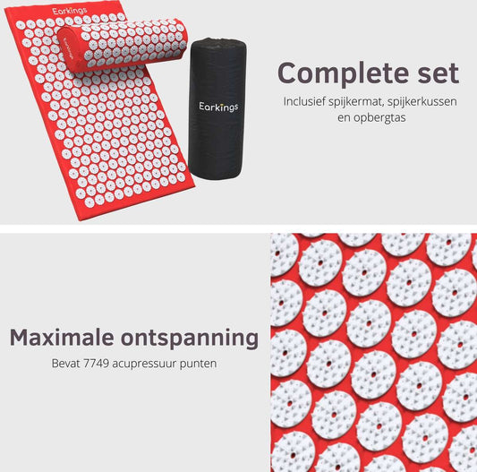 Spijkermat met kussen en met Opbergtas - 8000+ punten - rood - Earkings
