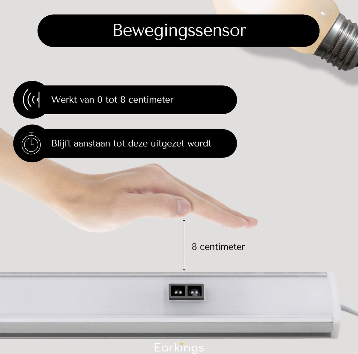 Onderbouwverlichting LED Met Bewegingssensor 30cm - Natuurlijk Wit - Earkings
