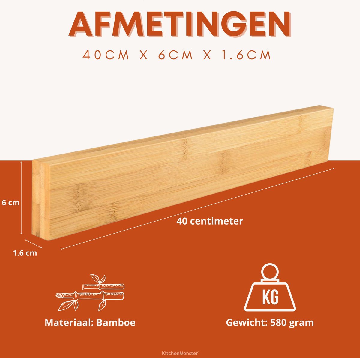 KitchenMonster® Messenmagneet 40cm - bamboe - Earkings