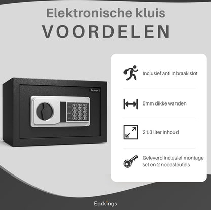 Elektronische Kluis 23x41x33 cm met Cijferslot - Earkings
