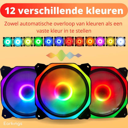 RGB Fan PC fan Set van 3 - 120mm 6-pin - Earkings