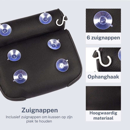 Badkussen Nekkussen bad met 6 zuignappen - zwart - Earkings