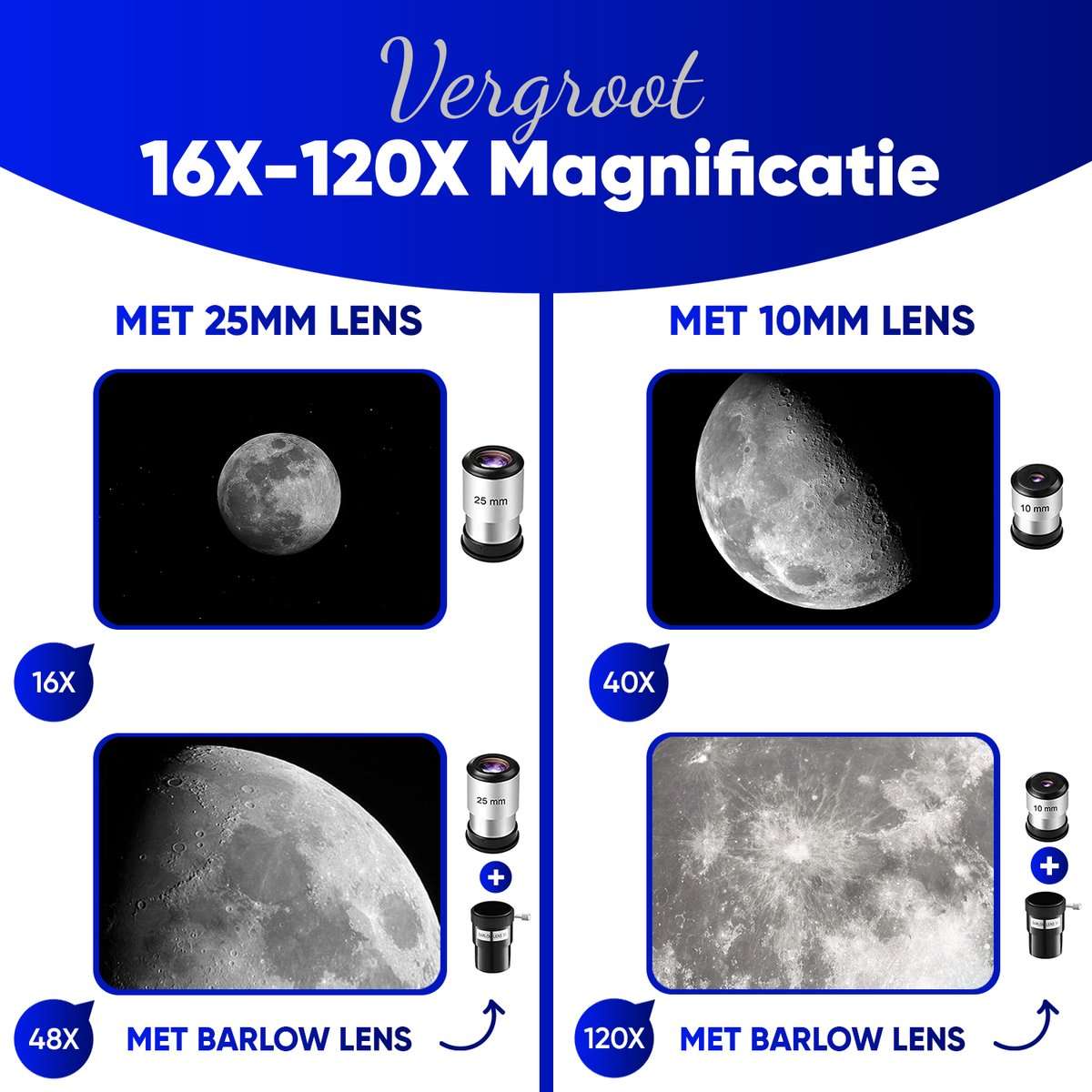Telescoop Sterrenkijker 70/400 mm - f/5.7 Magnificatie - Earkings