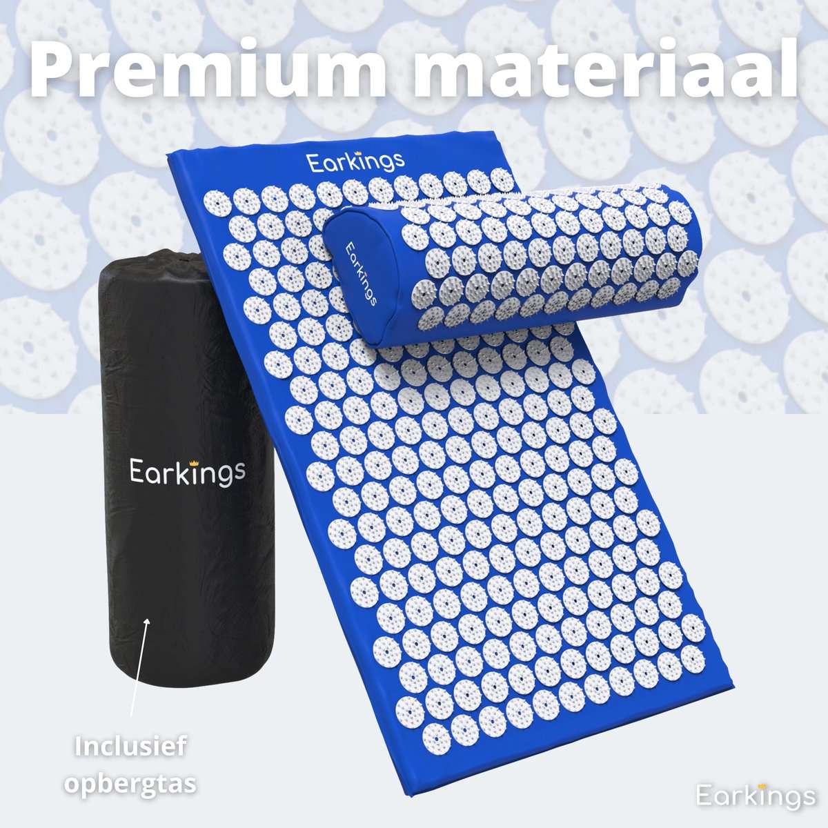 Spijkermat met kussen en met Opbergtas - 8000+ punten - blauw - Earkings