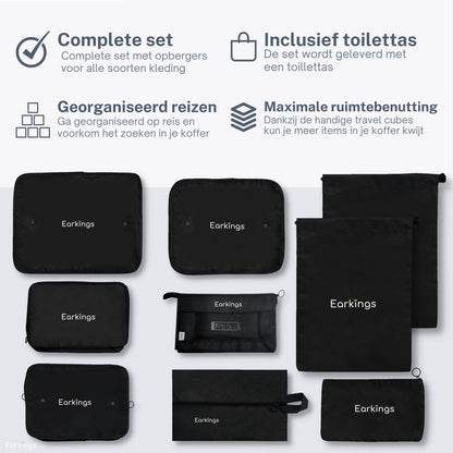 Packing Cubes Koffer Organizer Set - 9-Delige - zwart - Earkings