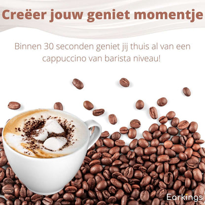 Premium Melkopschuimer Oplaadbaar - Inclusief 2 Opzetstukken - hout - Earkings