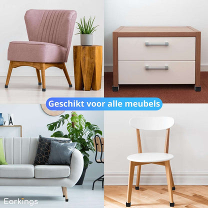 Stoelpoot Beschermers Vloerbeschermer - 24 stuks  - Vierkante voor poten groter dan 35x35mm - Earkings