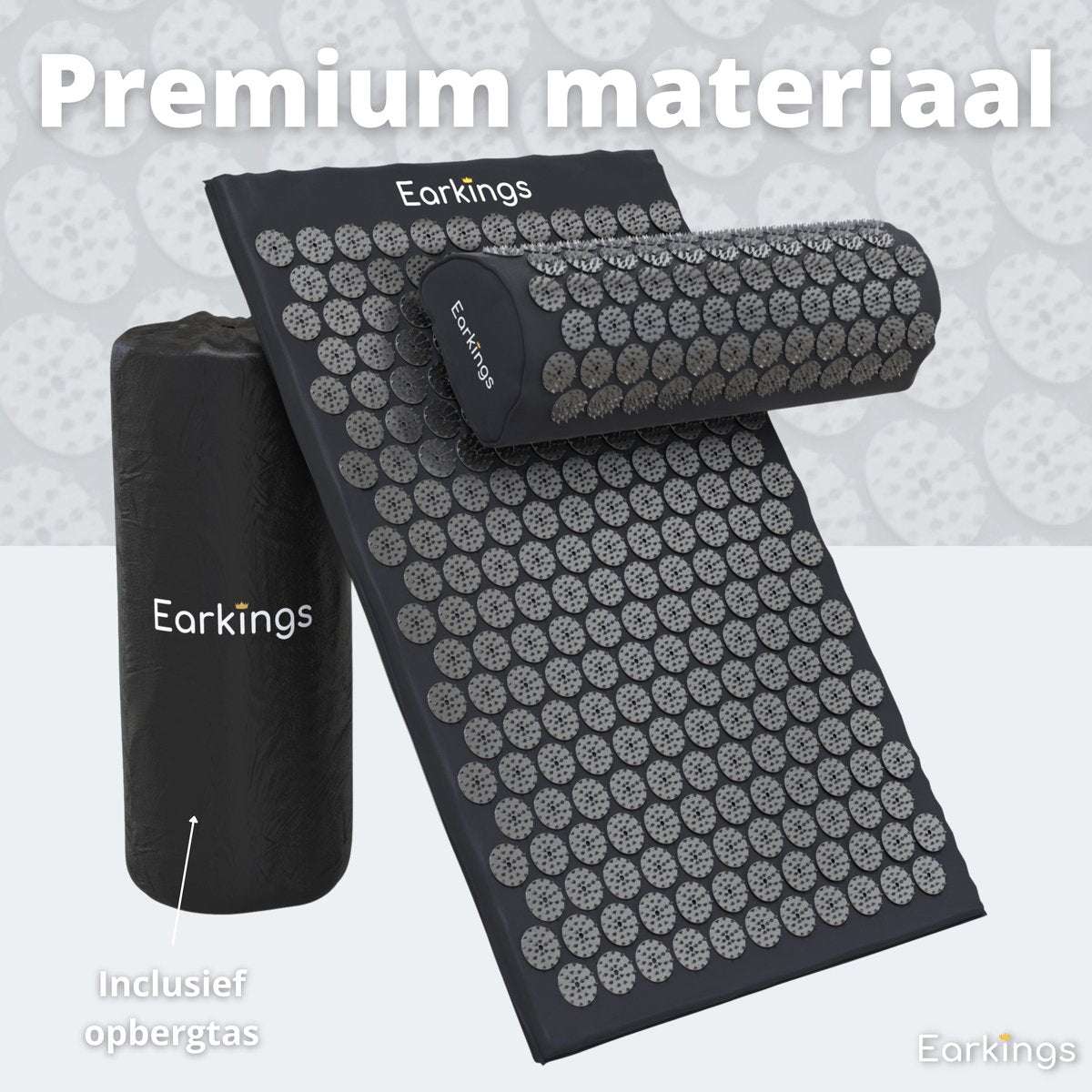 Spijkermat met kussen en met Opbergtas - 8000+ punten - zwart - Earkings