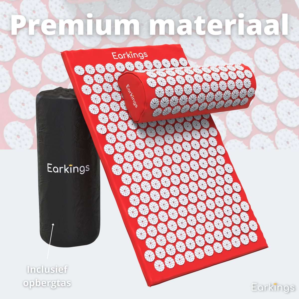 Spijkermat met kussen en met Opbergtas - 8000+ punten - rood - Earkings