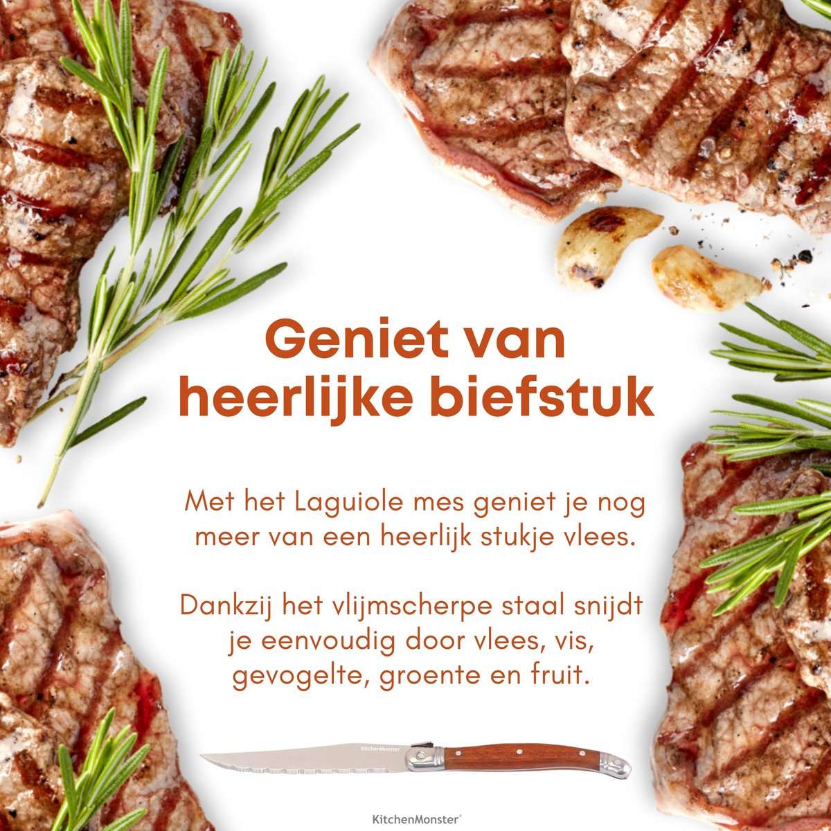KitchenMonster® Steakmessen set van 6 - Earkings