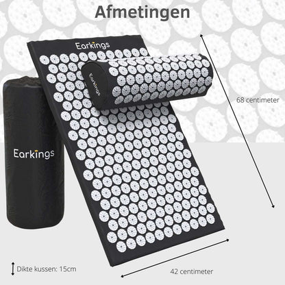 Spijkermat met kussen en met Opbergtas - 8000+ punten - zwart - Earkings