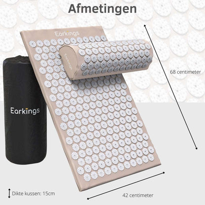 Spijkermat met kussen en met Opbergtas - 8000+ punten - grijs - Earkings