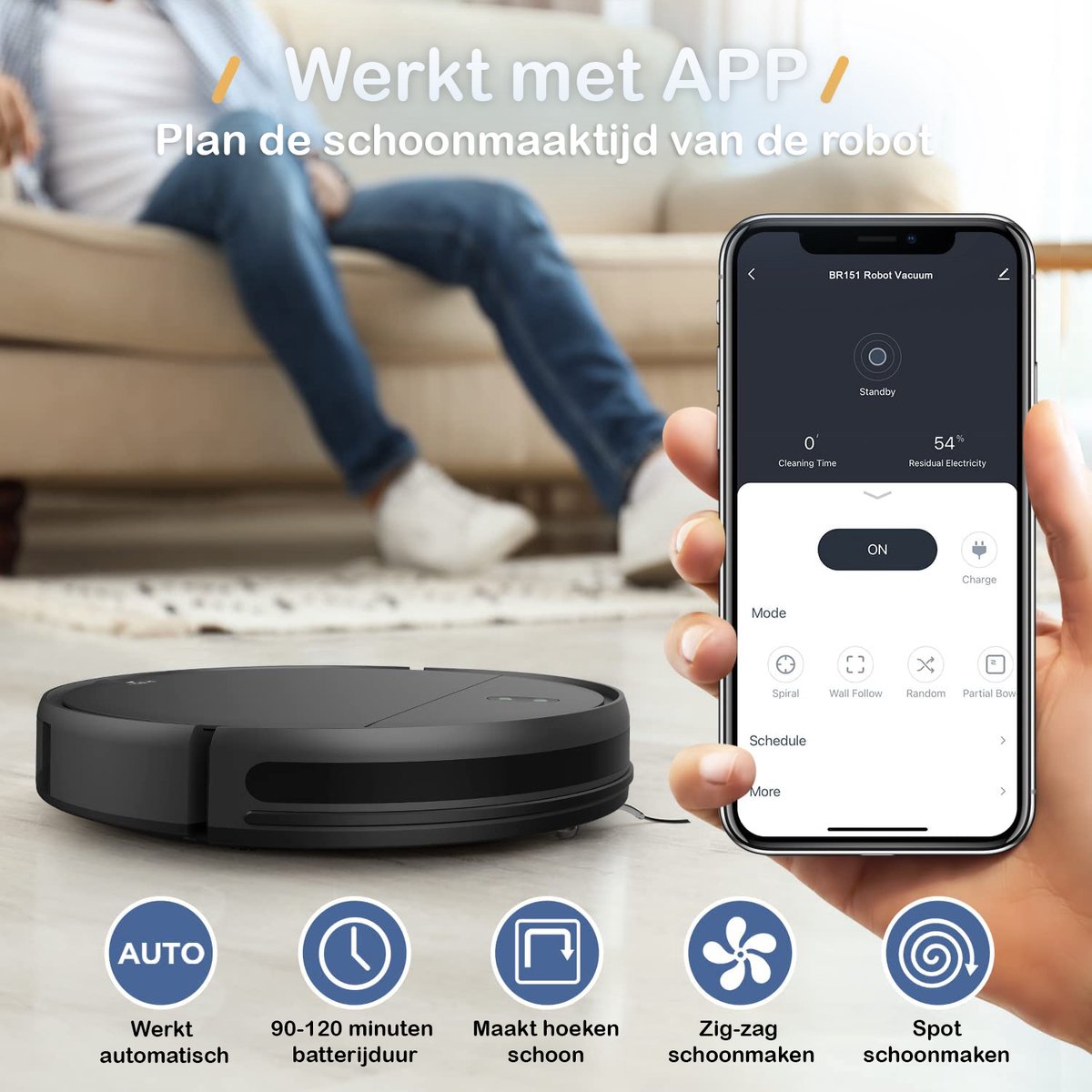 Robotstofzuiger SMART met Dweilfunctie en Laadstation - Earkings