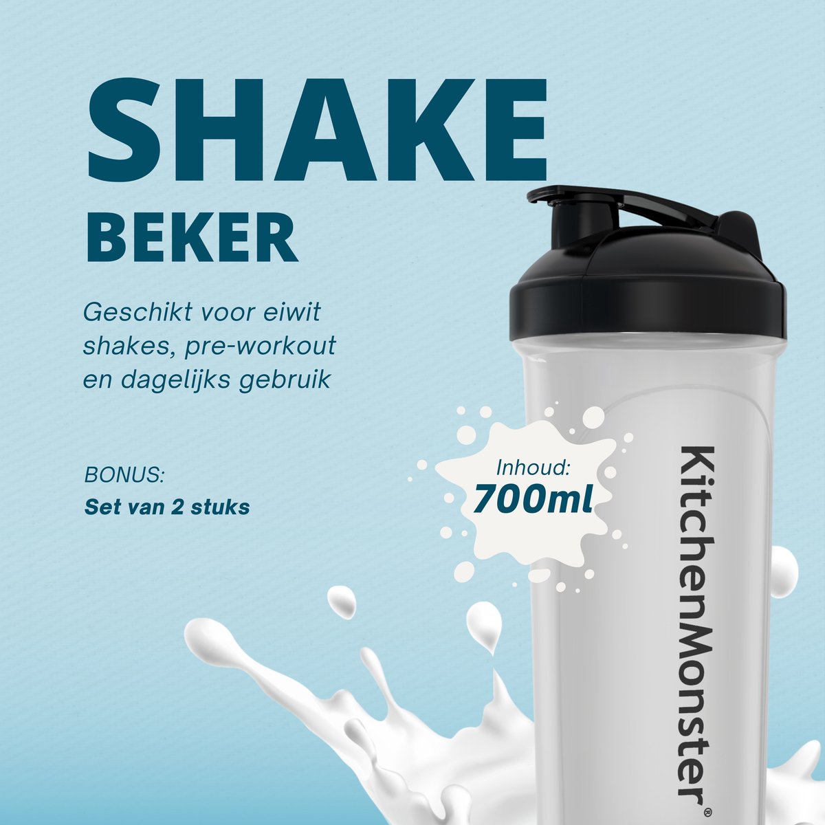 KitchenMonster® Shakebeker set van 2 - transparant - Earkings