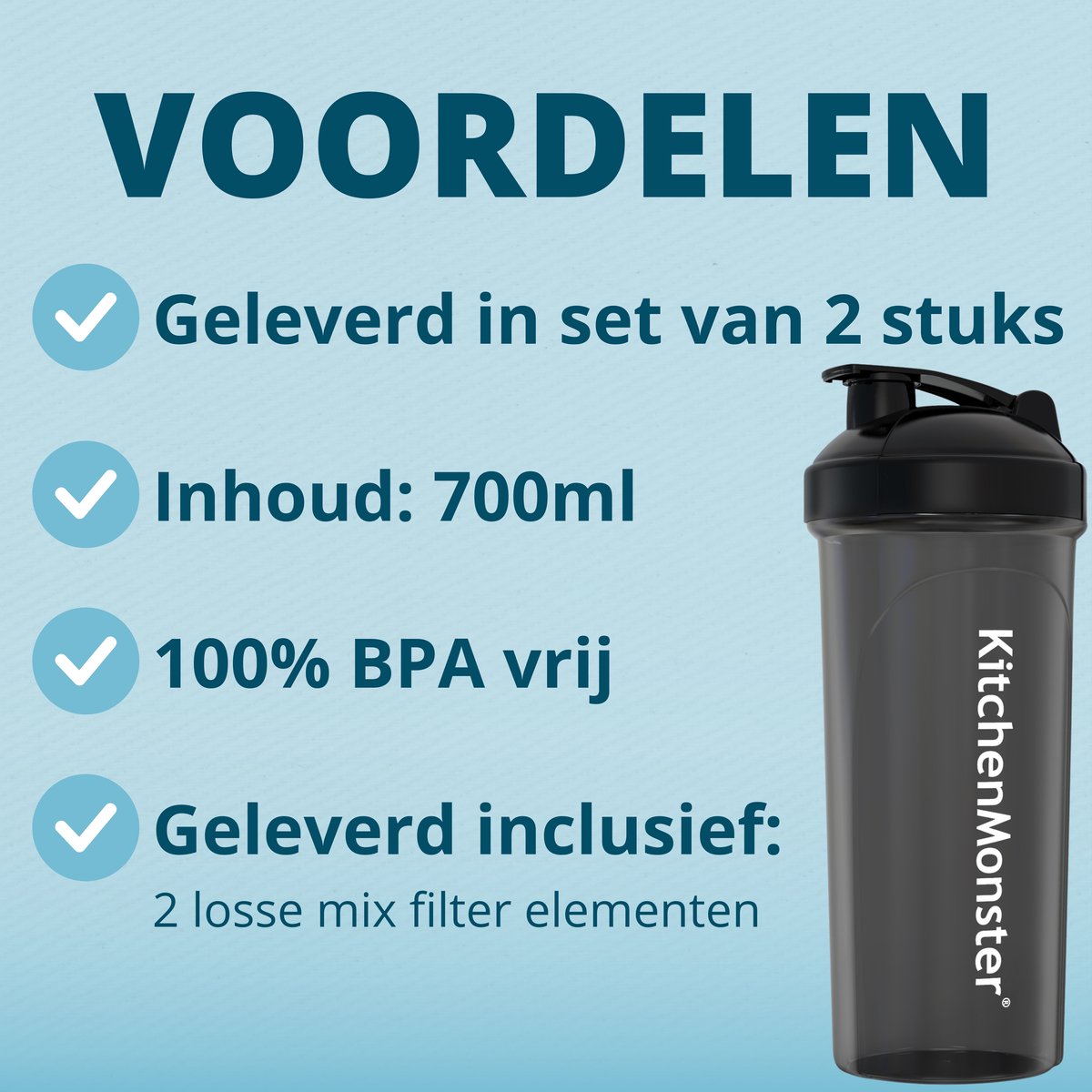 KitchenMonster® Shakebeker set van 2 - zwart - Earkings