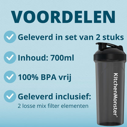 KitchenMonster® Shakebeker set van 2 - zwart - Earkings