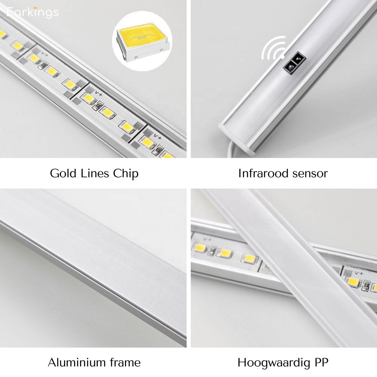 Onderbouwverlichting LED Met Bewegingssensor 30cm - Natuurlijk Wit - Earkings