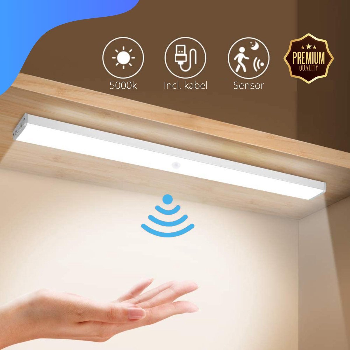 Onderbouwverlichting LED Met Bewegingssensor 30cm 2 stuks- Natuurlijk - wit - Earkings