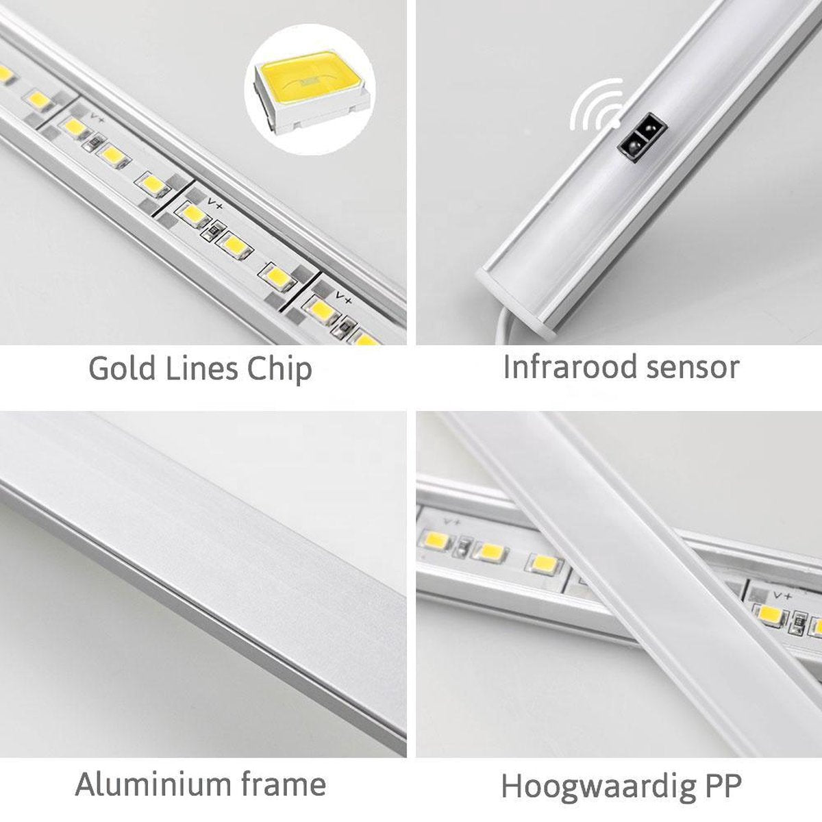Onderbouwverlichting LED Met Bewegingssensor 30cm 2 stuks- Natuurlijk - wit - Earkings