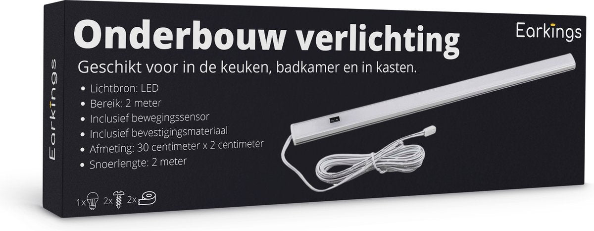 Onderbouwverlichting LED Met Bewegingssensor 30cm 2 stuks- Natuurlijk - wit - Earkings