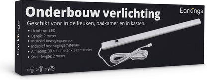 Onderbouwverlichting LED Met Bewegingssensor 30cm 2 stuks- Natuurlijk - wit - Earkings