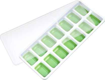 KitchenMonster® IJsblokjesvorm voor IJsblokjes -  IJsblokjesvorm met deksel silicone Blauw, Groen, Geel, Roze - Earkings