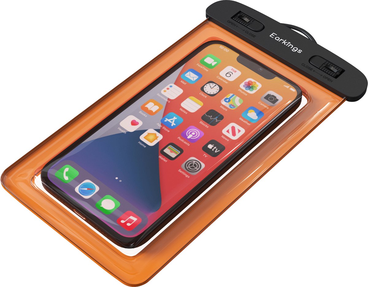 Waterdichte telefoonhoesjes Set van 2 stuks - zwart & oranje - Earkings