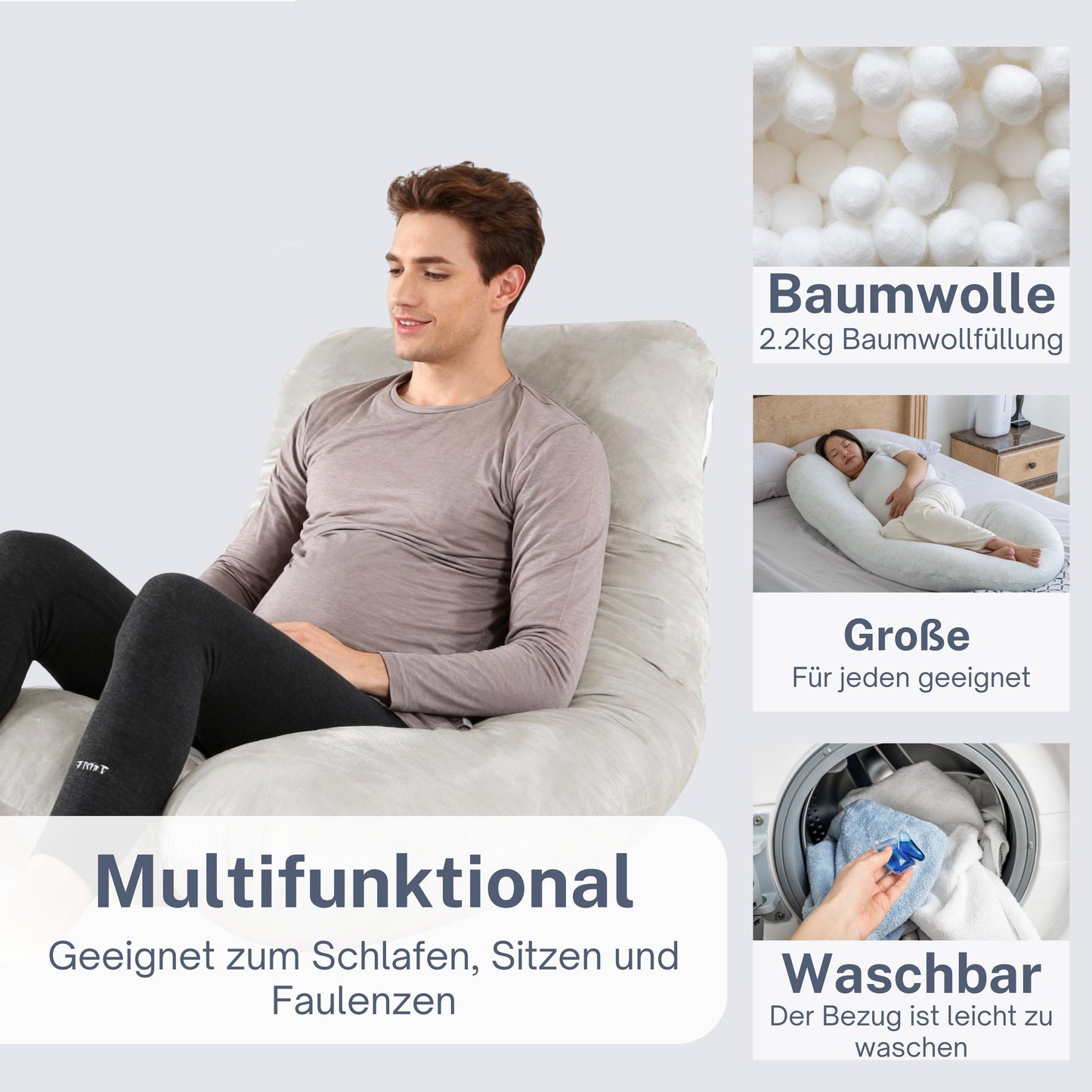 Schwangerschaftskissen Seitenschlafkissen 140x80cm