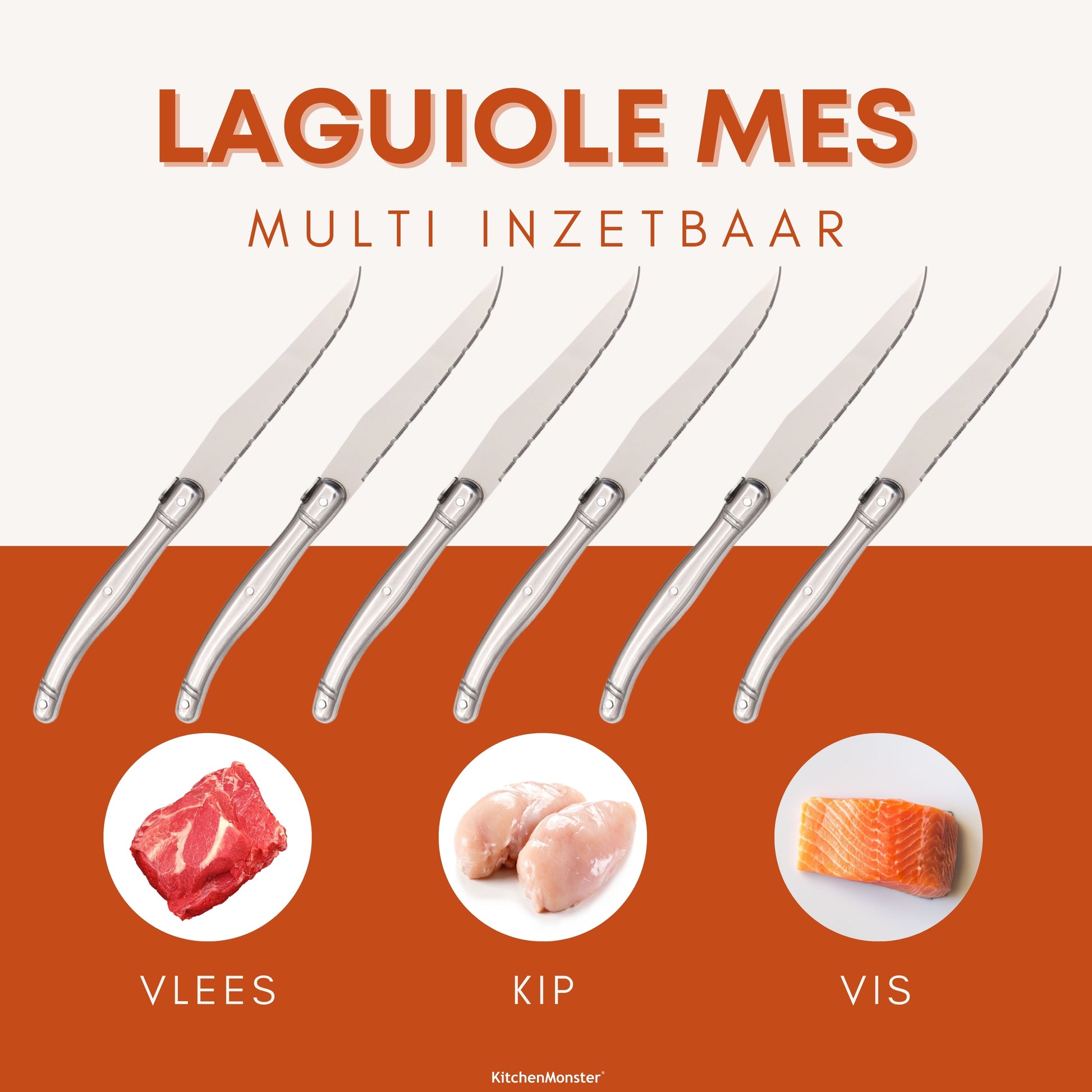 KitchenMonster® Steakmessen set van 6 - Earkings