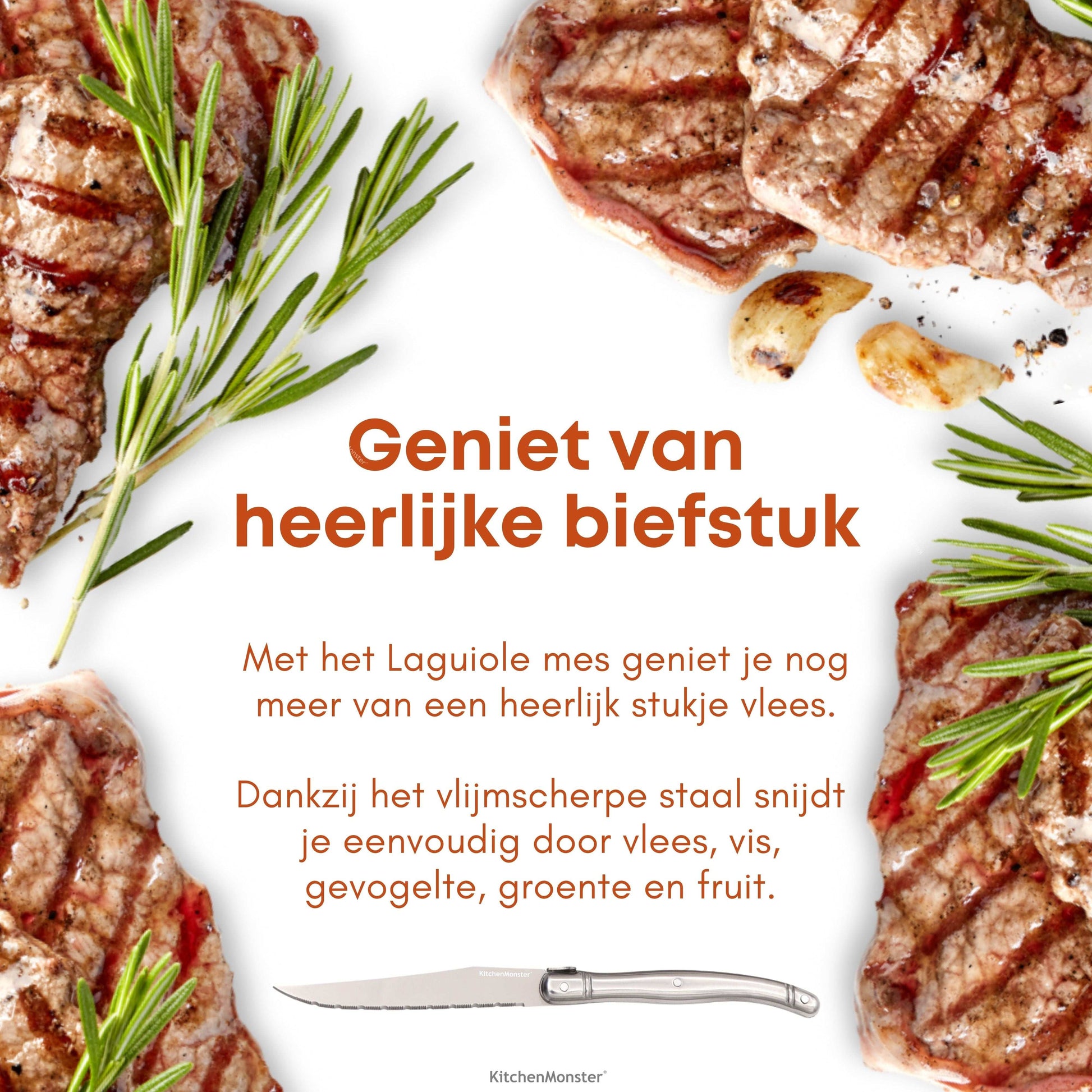 KitchenMonster® Steakmessen set van 6 - Earkings