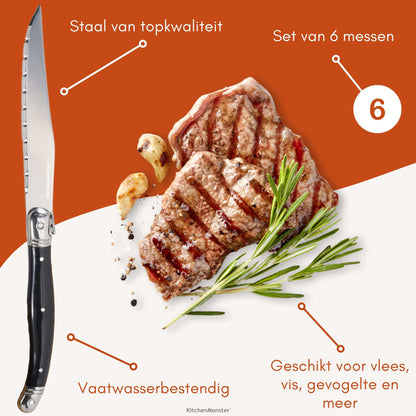 KitchenMonster® Steakmessen set van 6 - Earkings