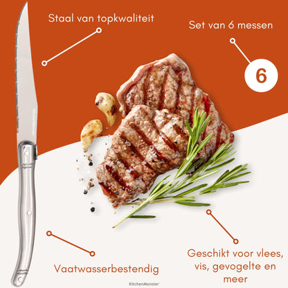 KitchenMonster® Steakmessen set van 6 - Earkings