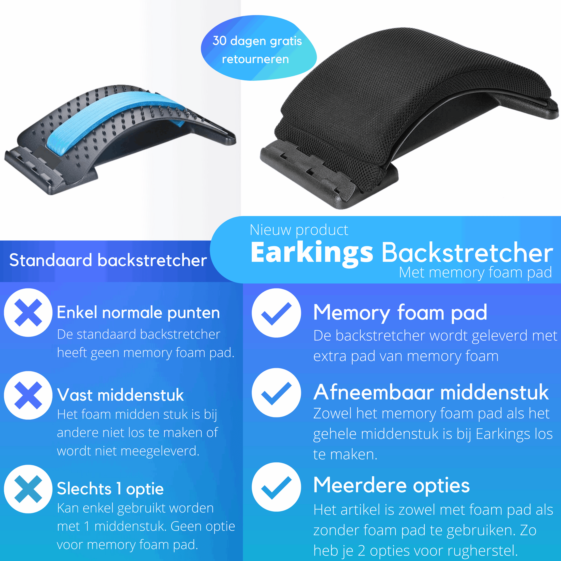 Backstretcher Massage Apparaat met met kussen - Earkings