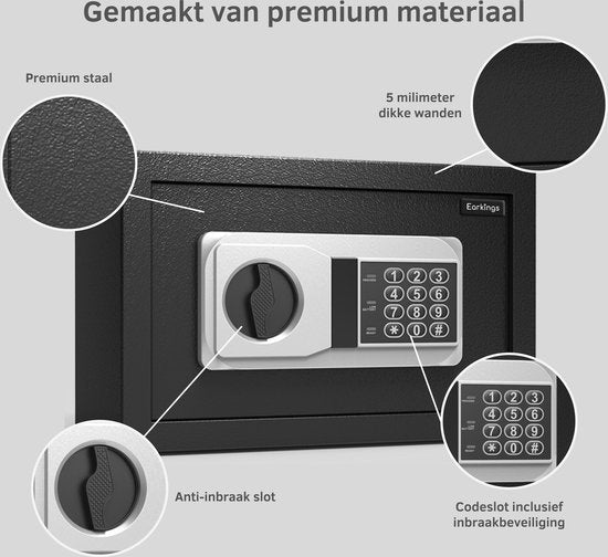 Elektronische Kluis 20x32x20 cm met Cijferslot - Earkings