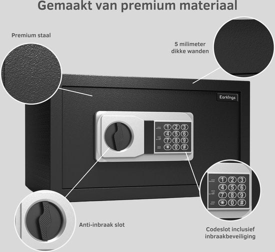 Elektronische Kluis 23x41x33 cm met Cijferslot - Earkings