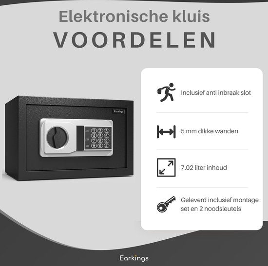 Elektronische Kluis 20x32x20 cm met Cijferslot - Earkings