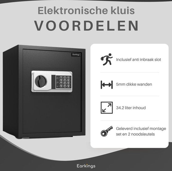 Elektronische Kluis 40x38x32 cm met Cijferslot - Earkings