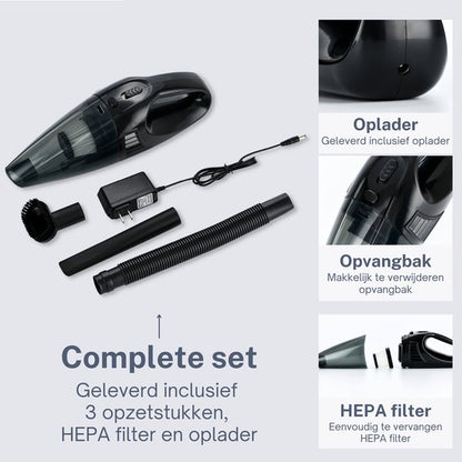 Kruimeldief Stofzuiger Snoerloos met 3 Opzetstukken incl. HEPA Filter - Earkings
