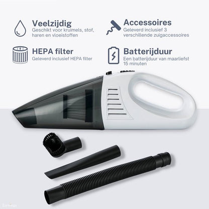 Kruimeldief Stofzuiger Snoerloos met 3 Opzetstukken incl. HEPA Filter wit - Earkings