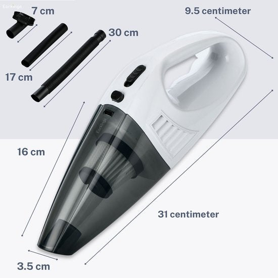 Kruimeldief Stofzuiger Snoerloos met 3 Opzetstukken incl. HEPA Filter wit - Earkings