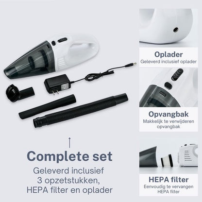 Kruimeldief Stofzuiger Snoerloos met 3 Opzetstukken incl. HEPA Filter wit - Earkings